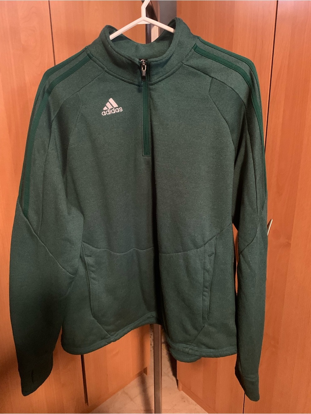 adidas Men’s Forest Green Half-Zip Fleece Pullover